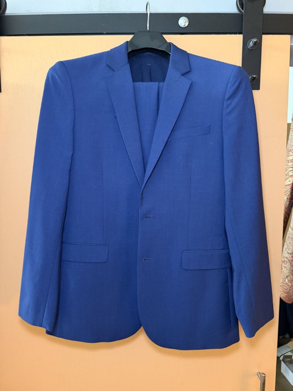 Express Slim Fit 2 Piece Suit 38R Royal Blue Jacket 30x32 Pants Cobalt